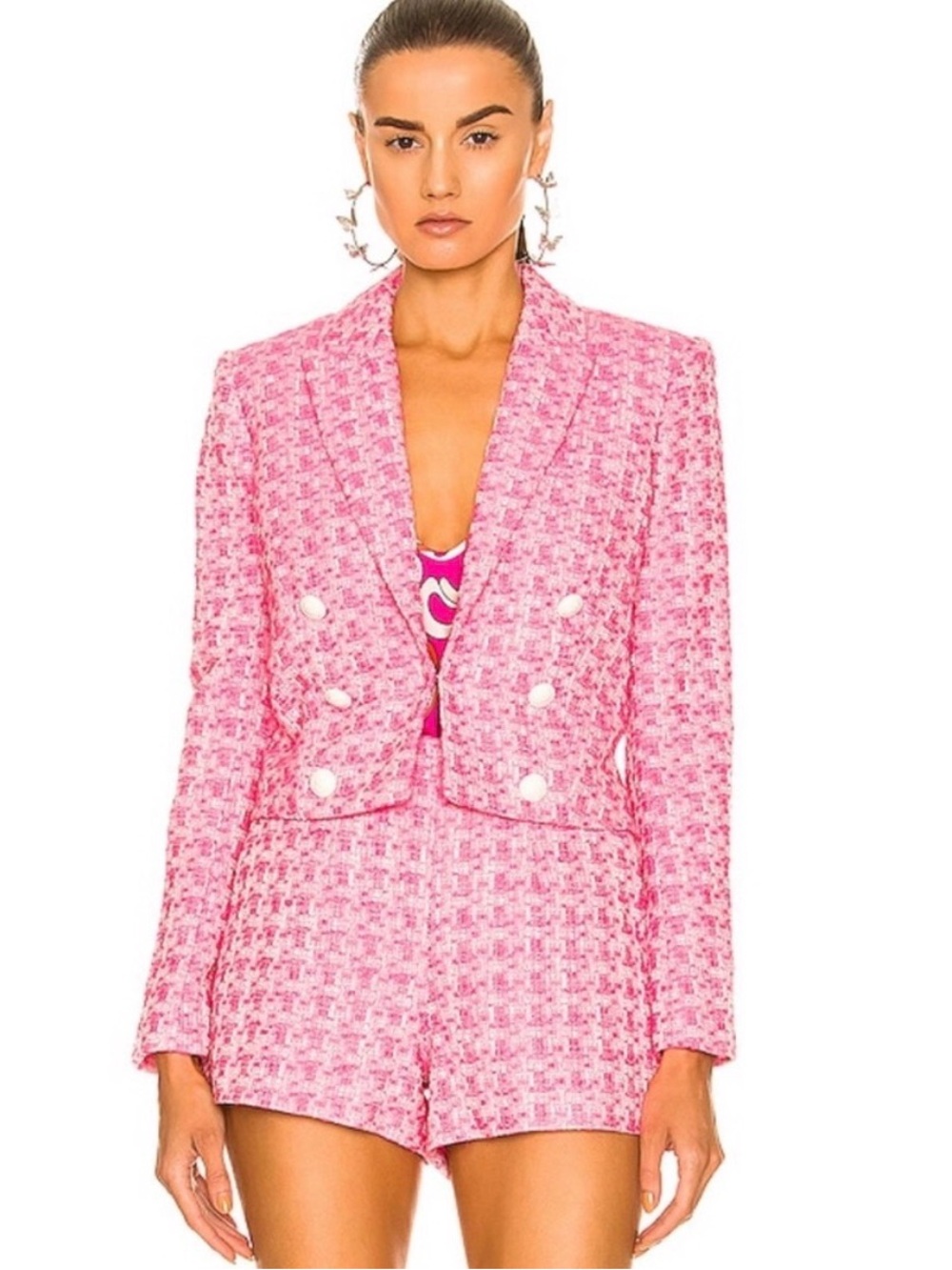 L'AGENCE Matching Set- Pink Tweed Blazer (NWT- Size 2) + Shorts (NWOT- Size 2)